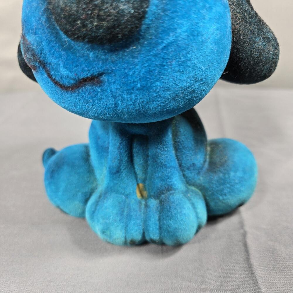 Vtg 1973 Genie Toys Inc Flocked Blue Barking Dog Coin Bank St Louis MO Puppy - Picture 7 of 10